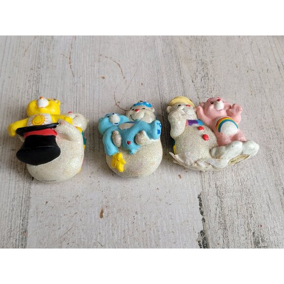 Vintage care bear snow glitter set ornament xmas cheer sunshine - Picture 4 of 5
